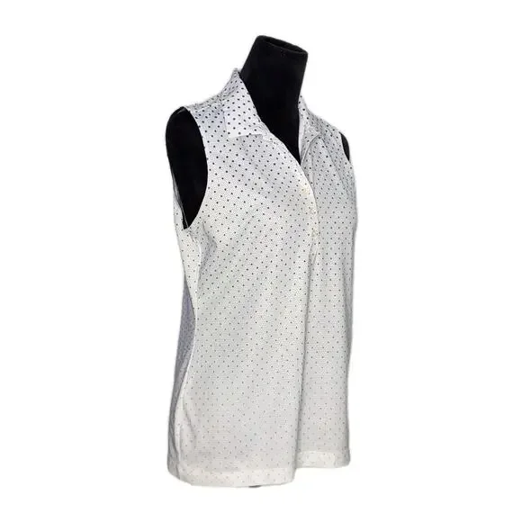 Nike Golf Dri Fit Sleeveless White Blue Polka Dot Polo Women’s size Medium - Picture 2 of 7